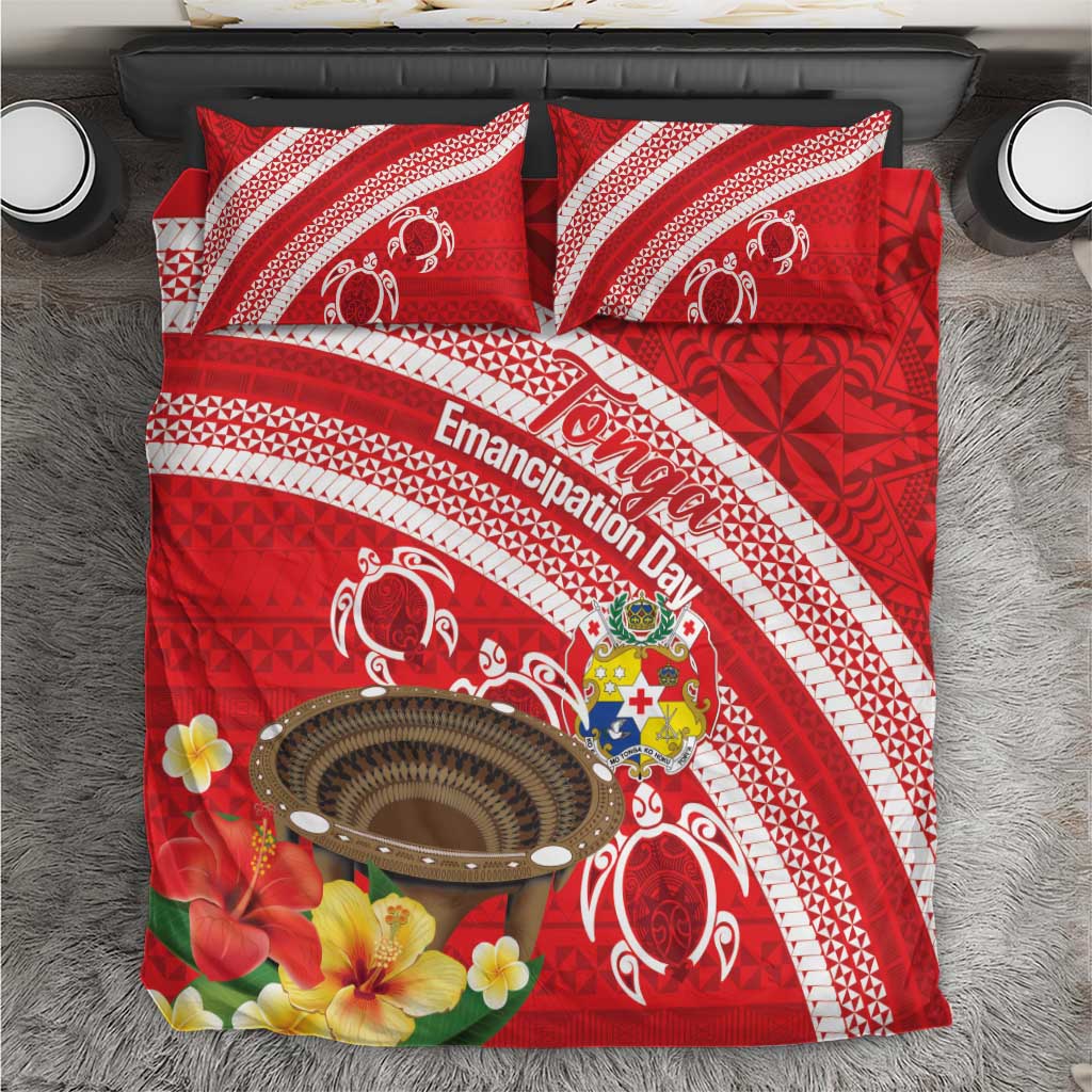 Kingdom Of Tonga Emancipation Day Bedding Set Tongan Ngatu With Kumete Red