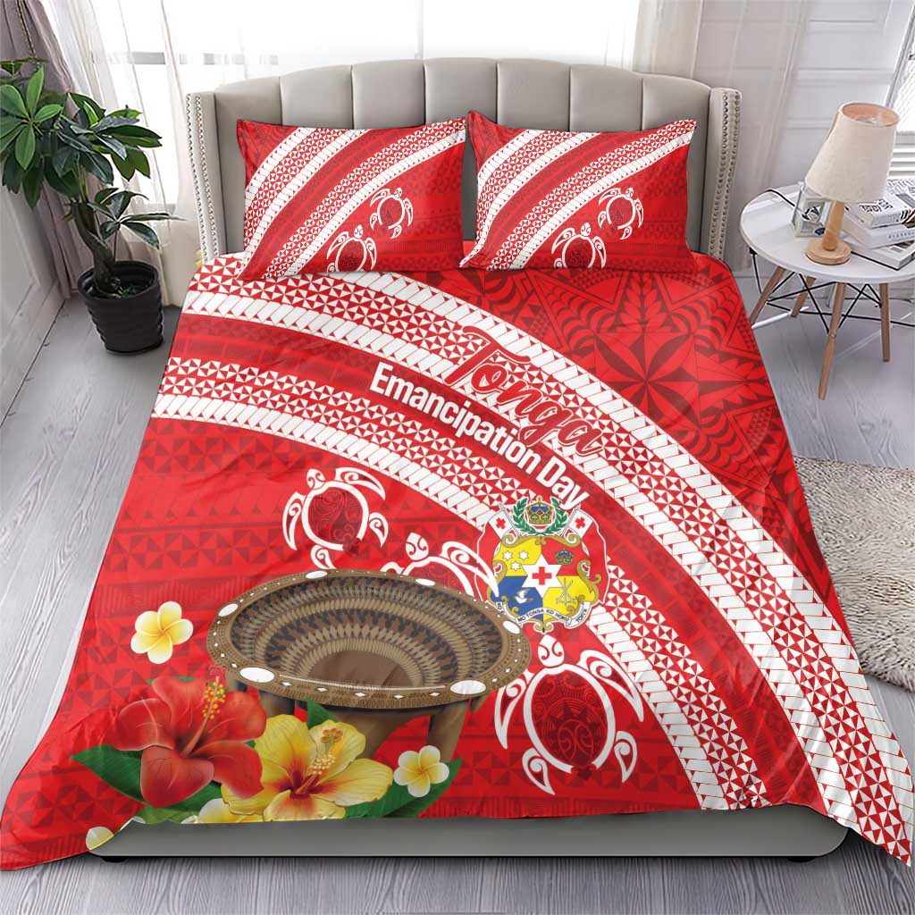 Kingdom Of Tonga Emancipation Day Bedding Set Tongan Ngatu With Kumete Red