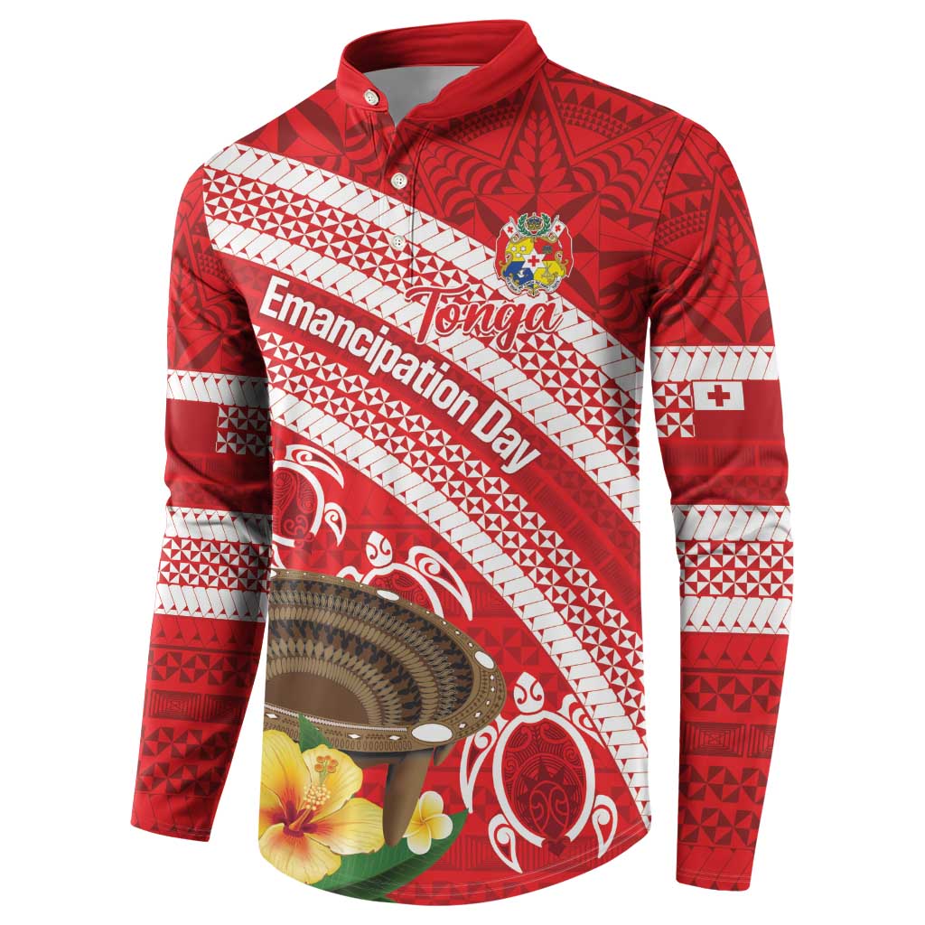 Kingdom Of Tonga Emancipation Day Button Sweatshirt Tongan Ngatu With Kumete Red