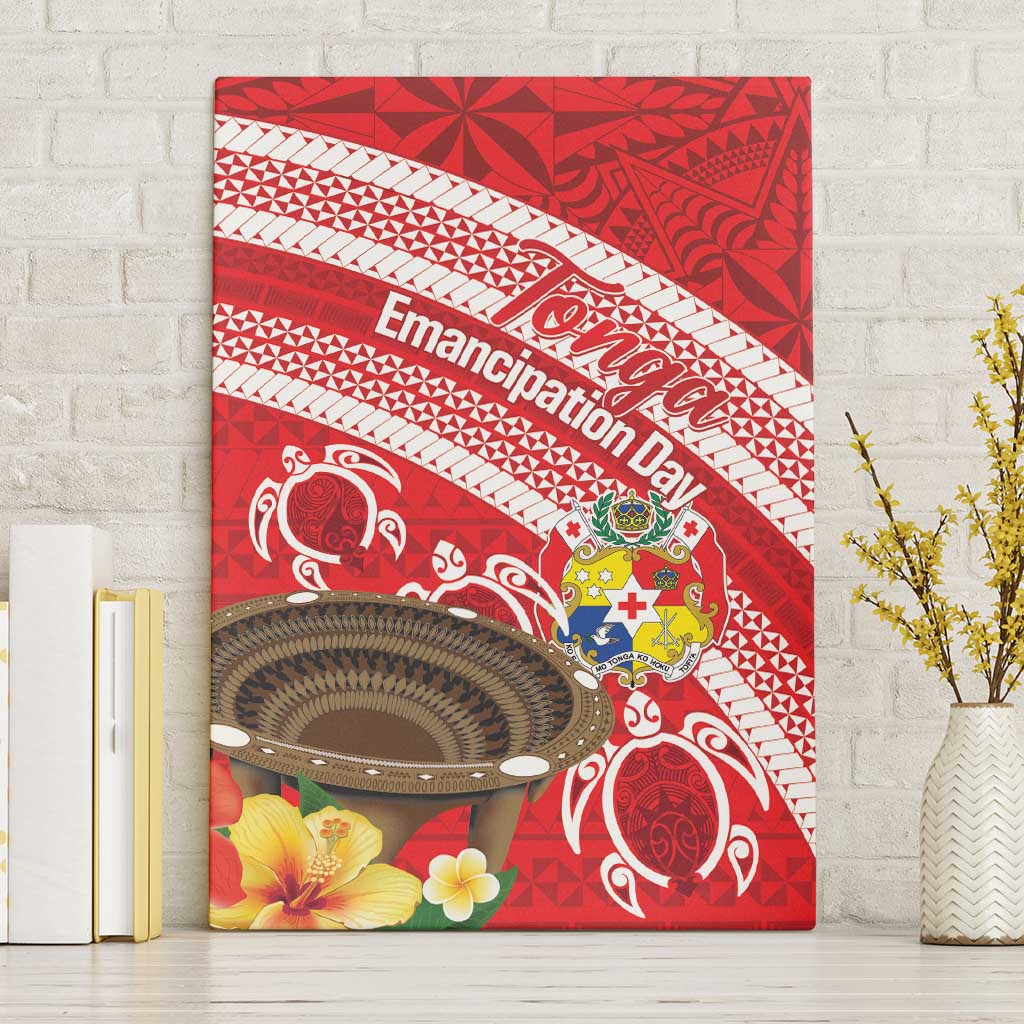 Kingdom Of Tonga Emancipation Day Canvas Wall Art Tongan Ngatu With Kumete Red