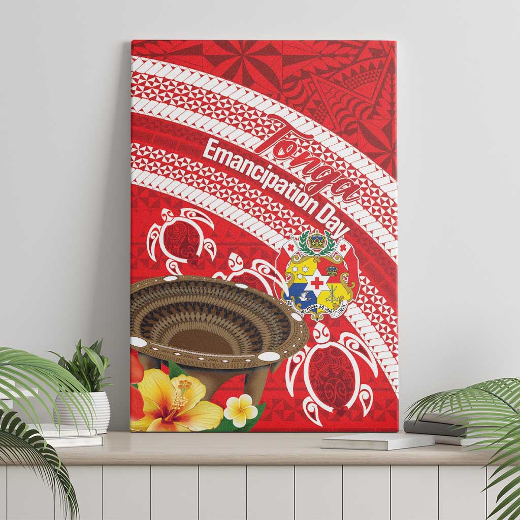Kingdom Of Tonga Emancipation Day Canvas Wall Art Tongan Ngatu With Kumete Red