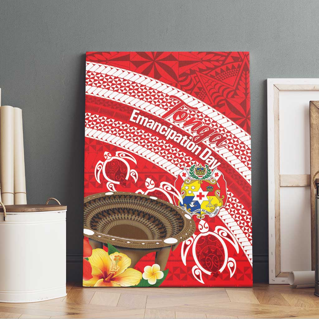 Kingdom Of Tonga Emancipation Day Canvas Wall Art Tongan Ngatu With Kumete Red