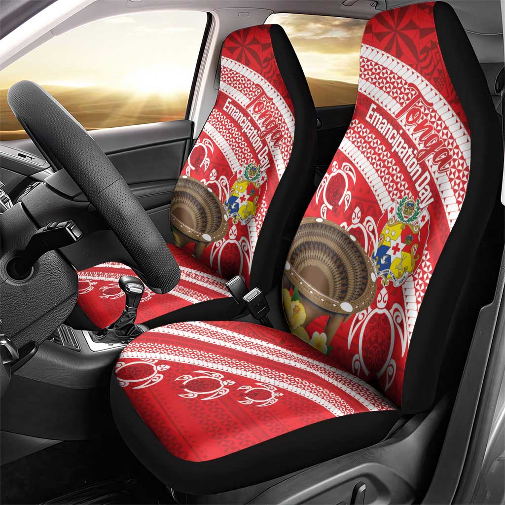 Kingdom Of Tonga Emancipation Day Car Seat Cover Tongan Ngatu With Kumete Red