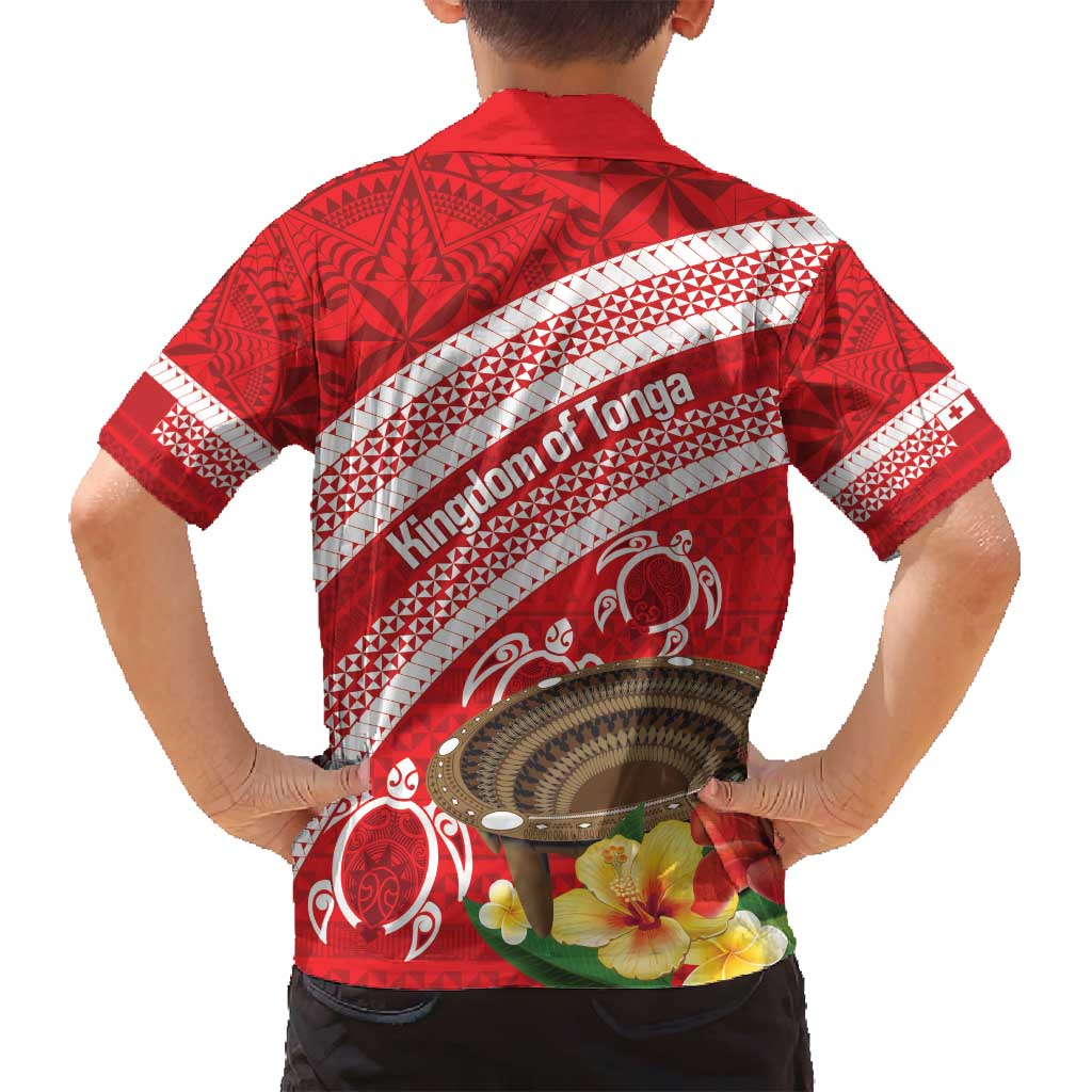 Kingdom Of Tonga Emancipation Day Family Matching Long Sleeve Bodycon Dress and Hawaiian Shirt Tongan Ngatu With Kumete Red LT14 - Polynesian Pride
