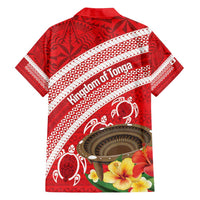Kingdom Of Tonga Emancipation Day Family Matching Long Sleeve Bodycon Dress and Hawaiian Shirt Tongan Ngatu With Kumete Red LT14 - Polynesian Pride