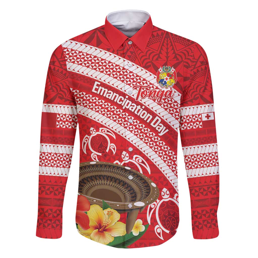 Kingdom Of Tonga Emancipation Day Family Matching Off Shoulder Maxi Dress and Hawaiian Shirt Tongan Ngatu With Kumete Red