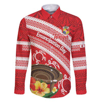 Kingdom Of Tonga Emancipation Day Family Matching Off Shoulder Maxi Dress and Hawaiian Shirt Tongan Ngatu With Kumete Red