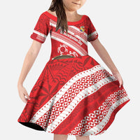 Kingdom Of Tonga Emancipation Day Family Matching Puletasi and Hawaiian Shirt Tongan Ngatu With Kumete Red