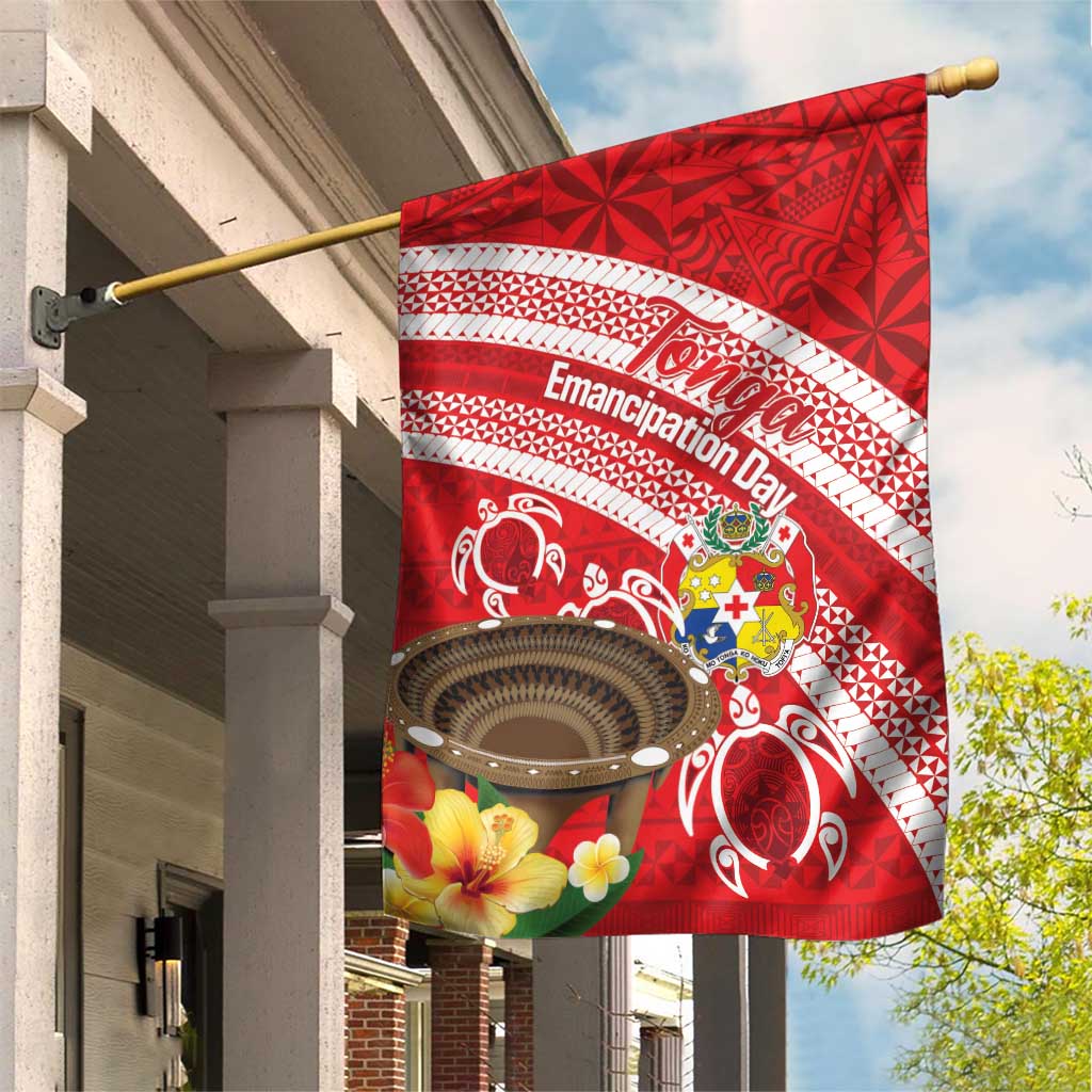 Kingdom Of Tonga Emancipation Day Garden Flag Tongan Ngatu With Kumete Red