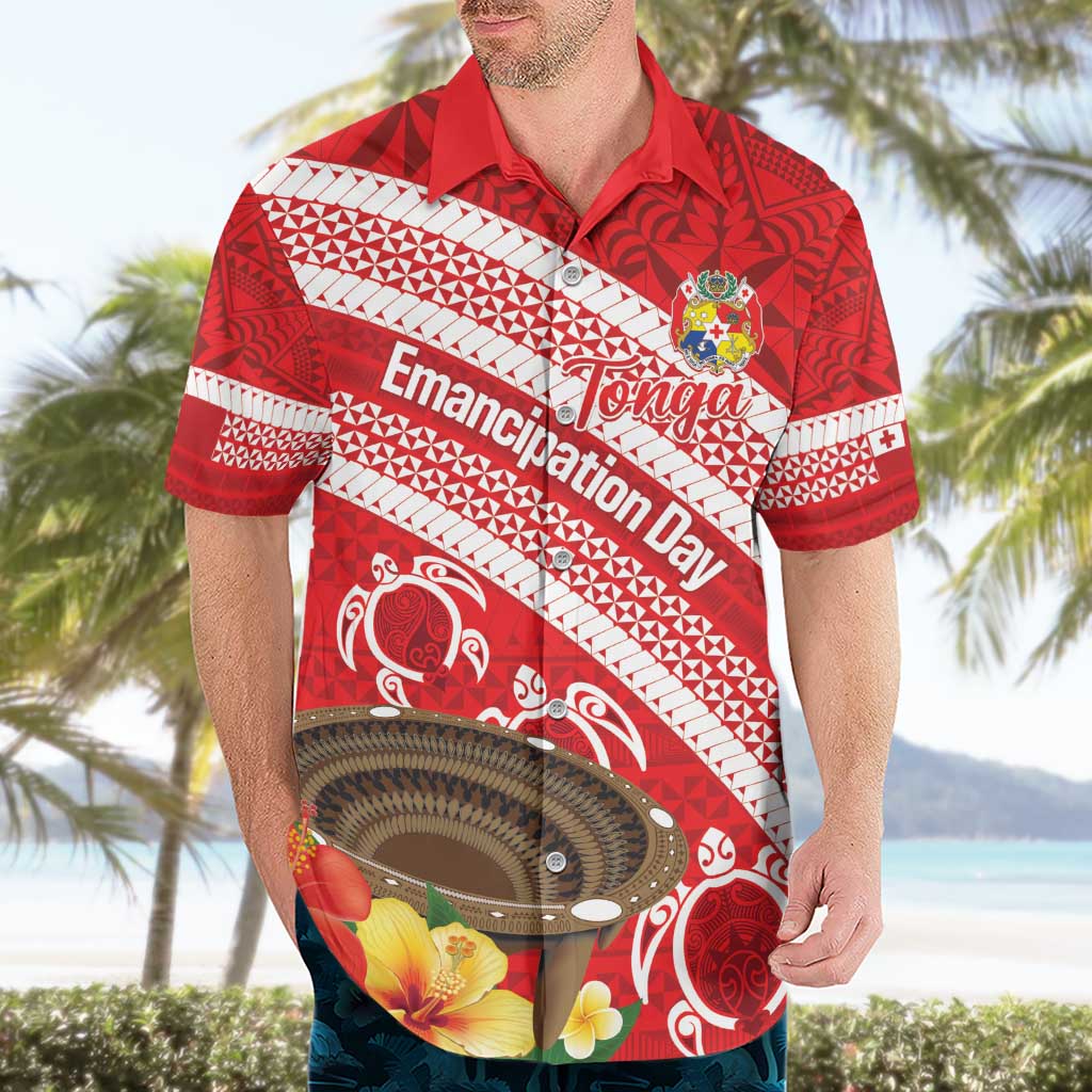 Kingdom Of Tonga Emancipation Day Hawaiian Shirt Tongan Ngatu With Kumete Red