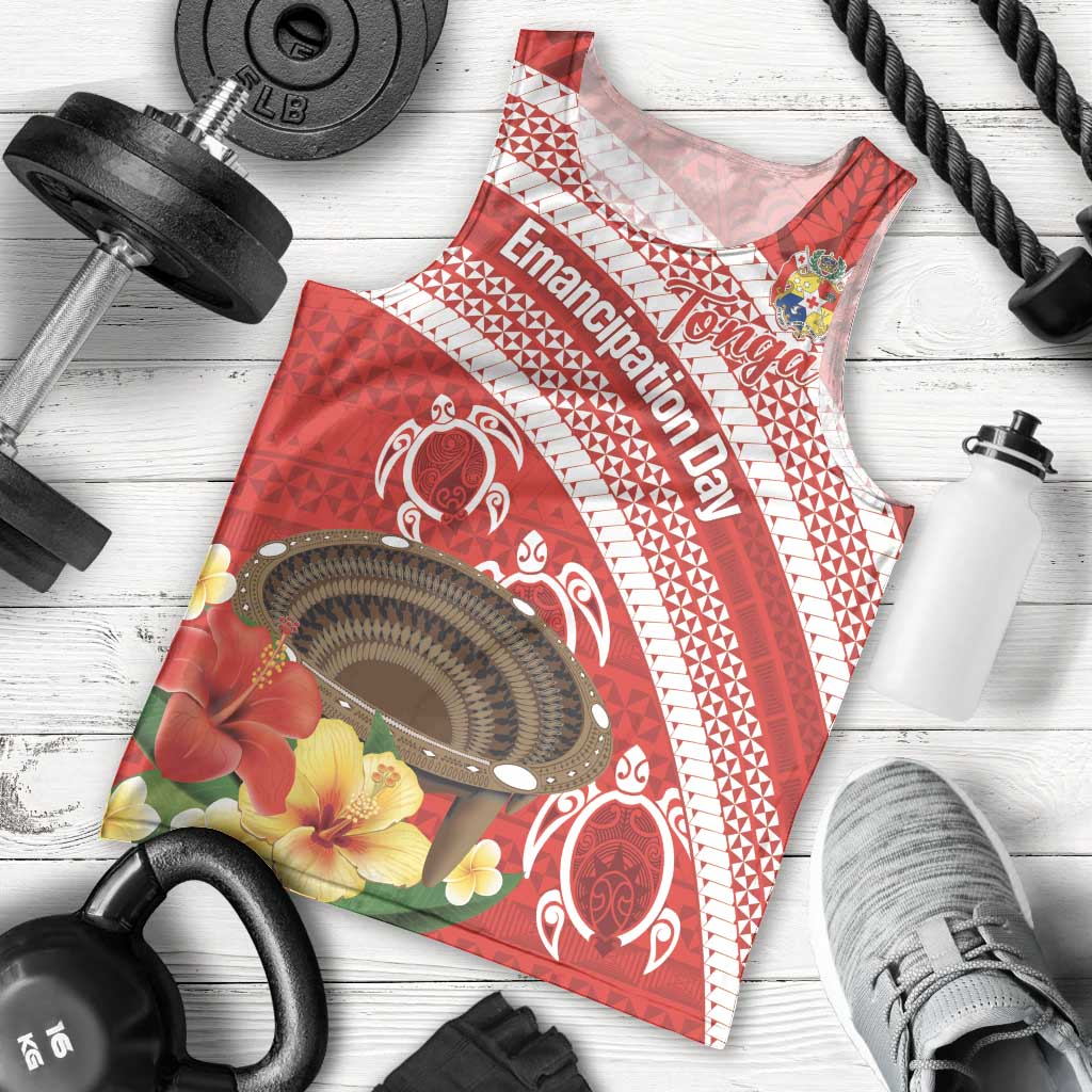 Kingdom Of Tonga Emancipation Day Men Tank Top Tongan Ngatu With Kumete Red