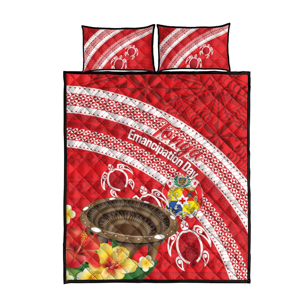 Kingdom Of Tonga Emancipation Day Quilt Bed Set Tongan Ngatu With Kumete Red