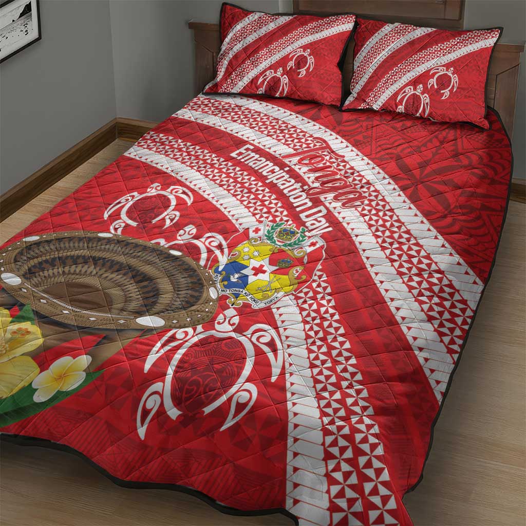 Kingdom Of Tonga Emancipation Day Quilt Bed Set Tongan Ngatu With Kumete Red