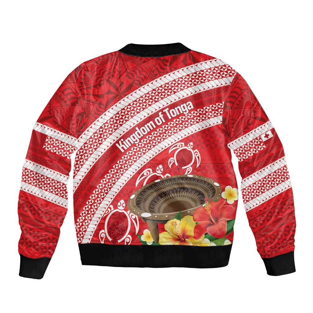 Kingdom Of Tonga Emancipation Day Sleeve Zip Bomber Jacket Tongan Ngatu With Kumete Red