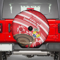 Kingdom Of Tonga Emancipation Day Spare Tire Cover Tongan Ngatu With Kumete Red LT14 - Polynesian Pride
