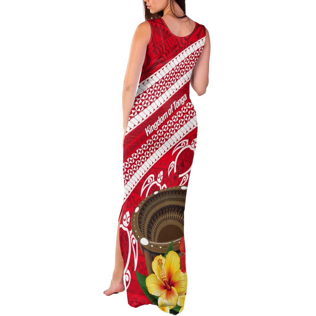 Kingdom Of Tonga Emancipation Day Tank Maxi Dress Tongan Ngatu With Kumete Red