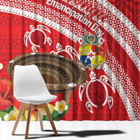 Kingdom Of Tonga Emancipation Day Window Curtain Tongan Ngatu With Kumete Red