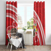 Kingdom Of Tonga Emancipation Day Window Curtain Tongan Ngatu With Kumete Red