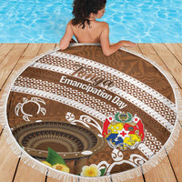 Kingdom Of Tonga Emancipation Day Beach Blanket Tongan Ngatu With Kumete Brown