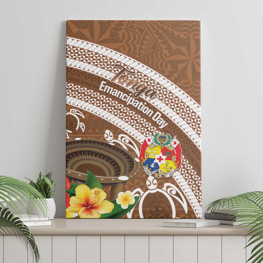 Kingdom Of Tonga Emancipation Day Canvas Wall Art Tongan Ngatu With Kumete Brown