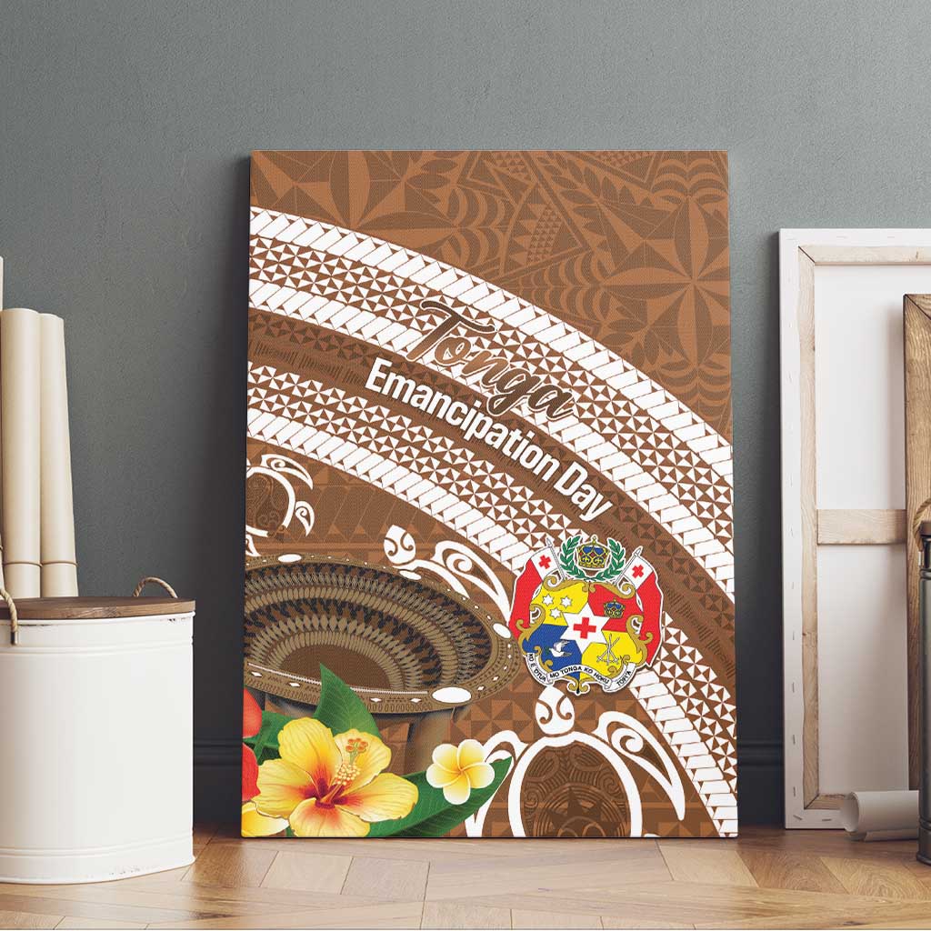 Kingdom Of Tonga Emancipation Day Canvas Wall Art Tongan Ngatu With Kumete Brown
