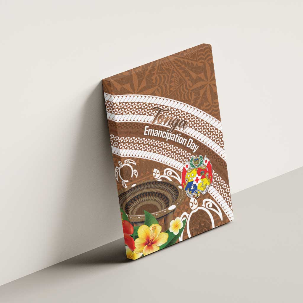Kingdom Of Tonga Emancipation Day Canvas Wall Art Tongan Ngatu With Kumete Brown