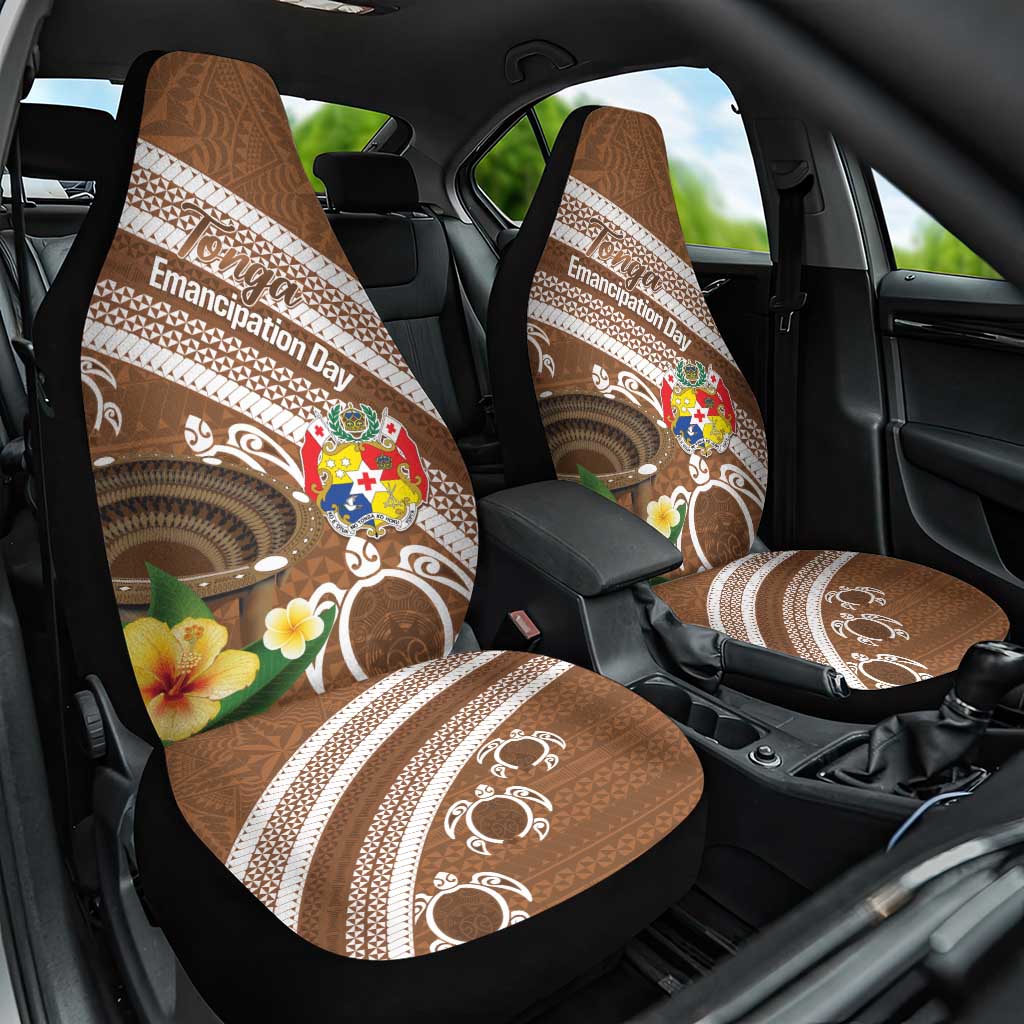 Kingdom Of Tonga Emancipation Day Car Seat Cover Tongan Ngatu With Kumete Brown