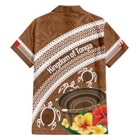 Kingdom Of Tonga Emancipation Day Family Matching Long Sleeve Bodycon Dress and Hawaiian Shirt Tongan Ngatu With Kumete Brown
