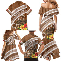 Kingdom Of Tonga Emancipation Day Family Matching Mermaid Dress and Hawaiian Shirt Tongan Ngatu With Kumete Brown