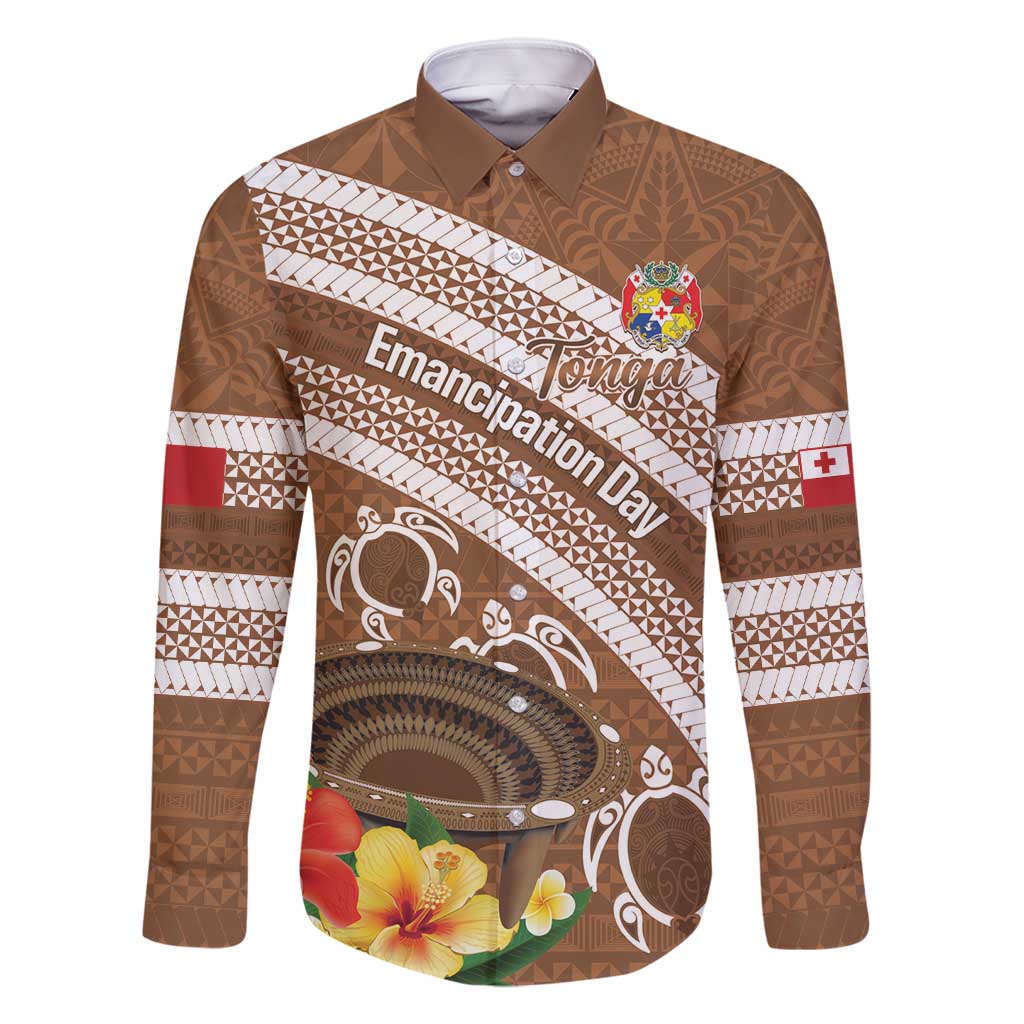 Kingdom Of Tonga Emancipation Day Family Matching Mermaid Dress and Hawaiian Shirt Tongan Ngatu With Kumete Brown