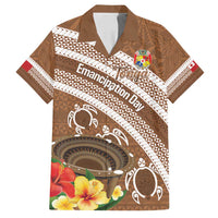 Kingdom Of Tonga Emancipation Day Family Matching Puletasi and Hawaiian Shirt Tongan Ngatu With Kumete Brown