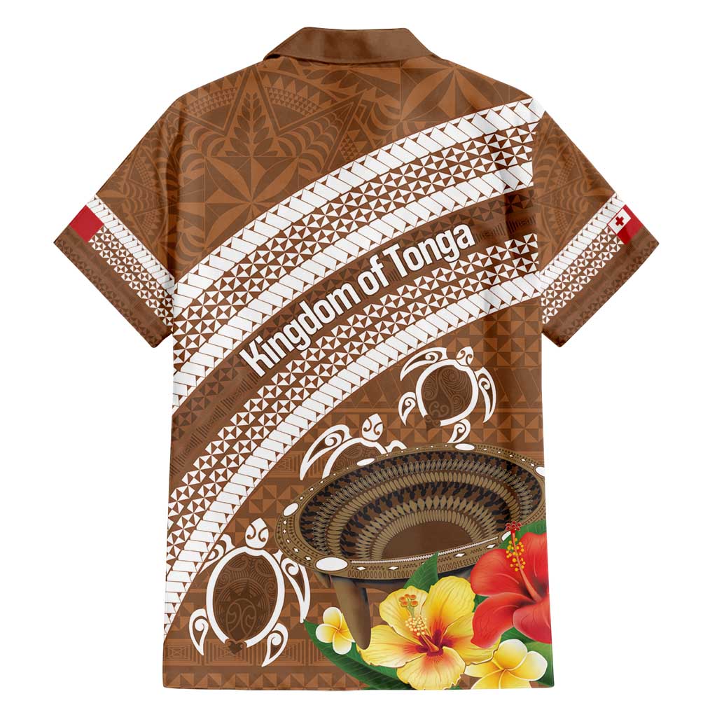 Kingdom Of Tonga Emancipation Day Family Matching Puletasi and Hawaiian Shirt Tongan Ngatu With Kumete Brown