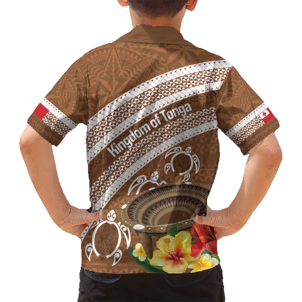 Kingdom Of Tonga Emancipation Day Family Matching Tank Maxi Dress and Hawaiian Shirt Tongan Ngatu With Kumete Brown