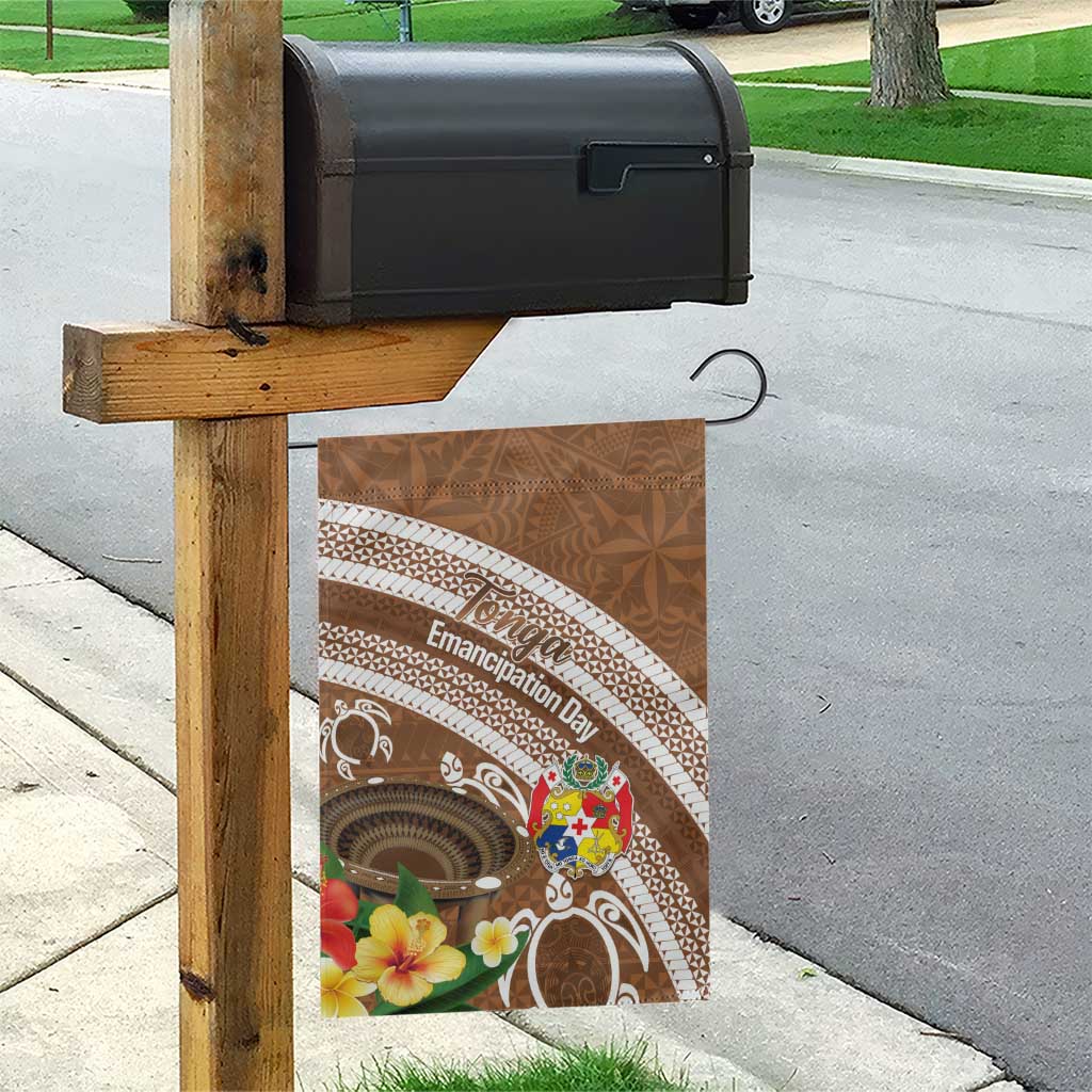 Kingdom Of Tonga Emancipation Day Garden Flag Tongan Ngatu With Kumete Brown