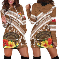 Kingdom Of Tonga Emancipation Day Hoodie Dress Tongan Ngatu With Kumete Brown