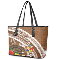 Kingdom Of Tonga Emancipation Day Leather Tote Bag Tongan Ngatu With Kumete Brown