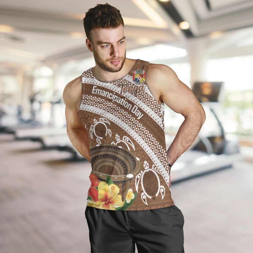 Kingdom Of Tonga Emancipation Day Men Tank Top Tongan Ngatu With Kumete Brown