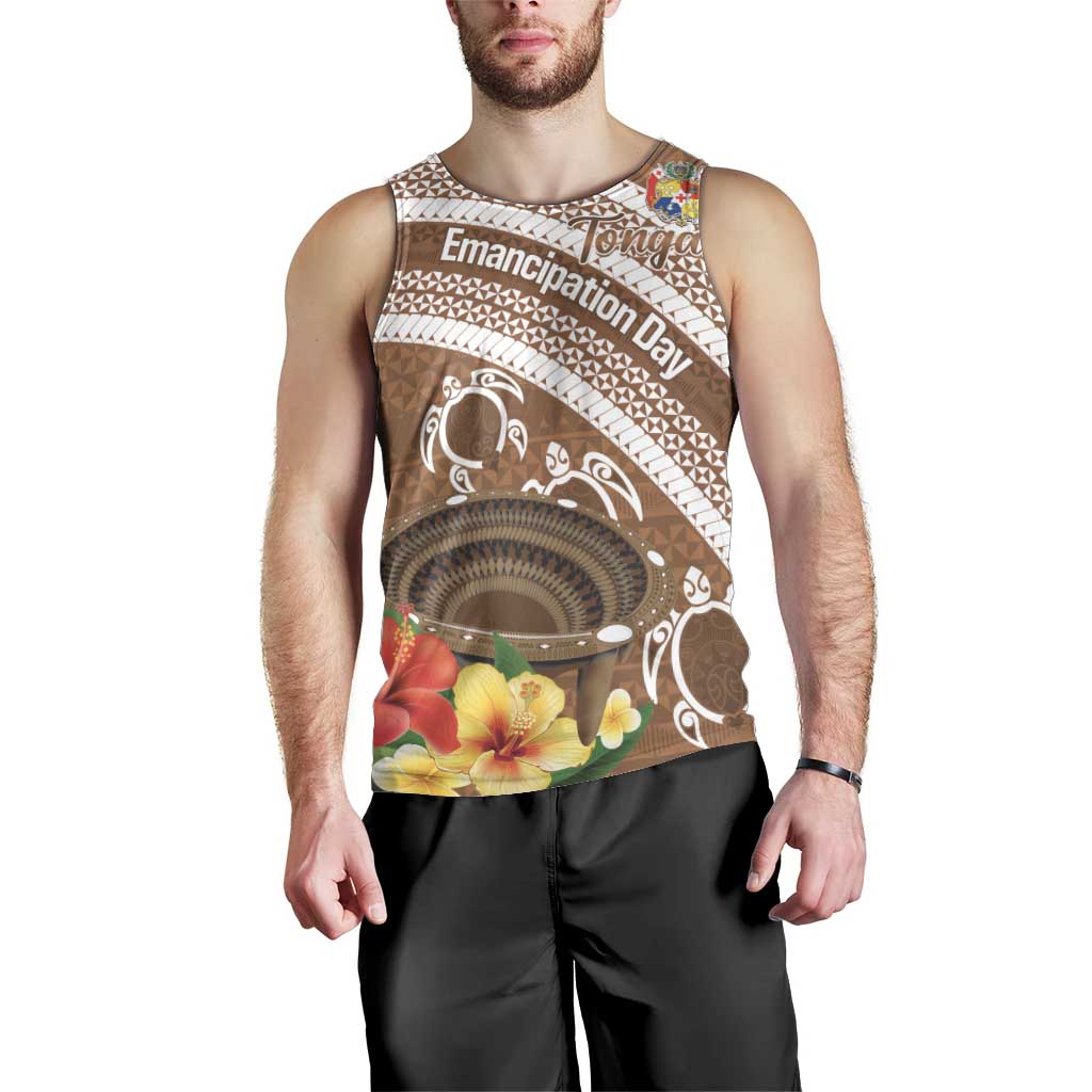 Kingdom Of Tonga Emancipation Day Men Tank Top Tongan Ngatu With Kumete Brown