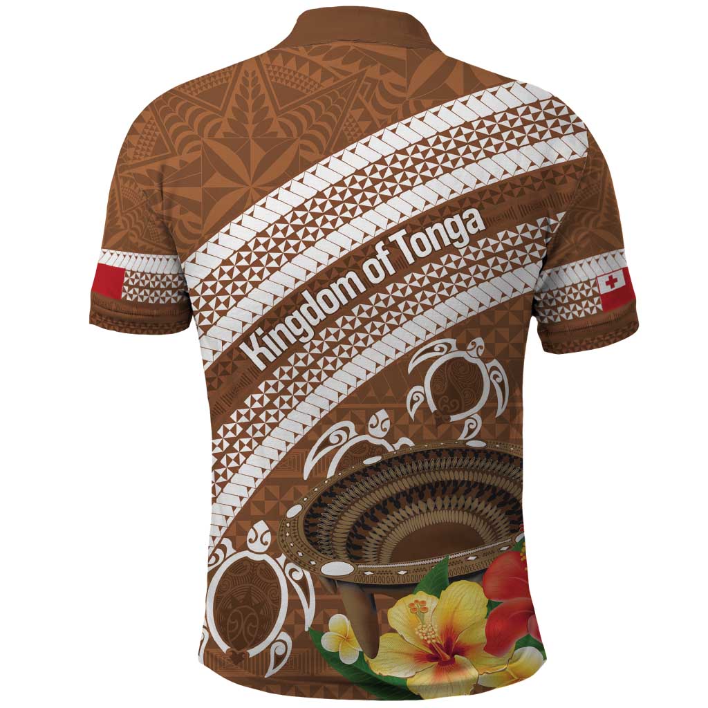 Kingdom Of Tonga Emancipation Day Polo Shirt Tongan Ngatu With Kumete Brown