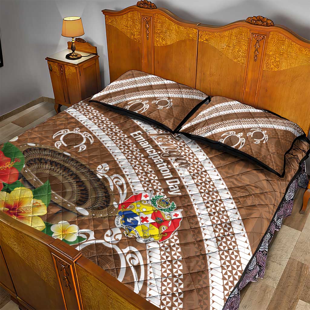 Kingdom Of Tonga Emancipation Day Quilt Bed Set Tongan Ngatu With Kumete Brown