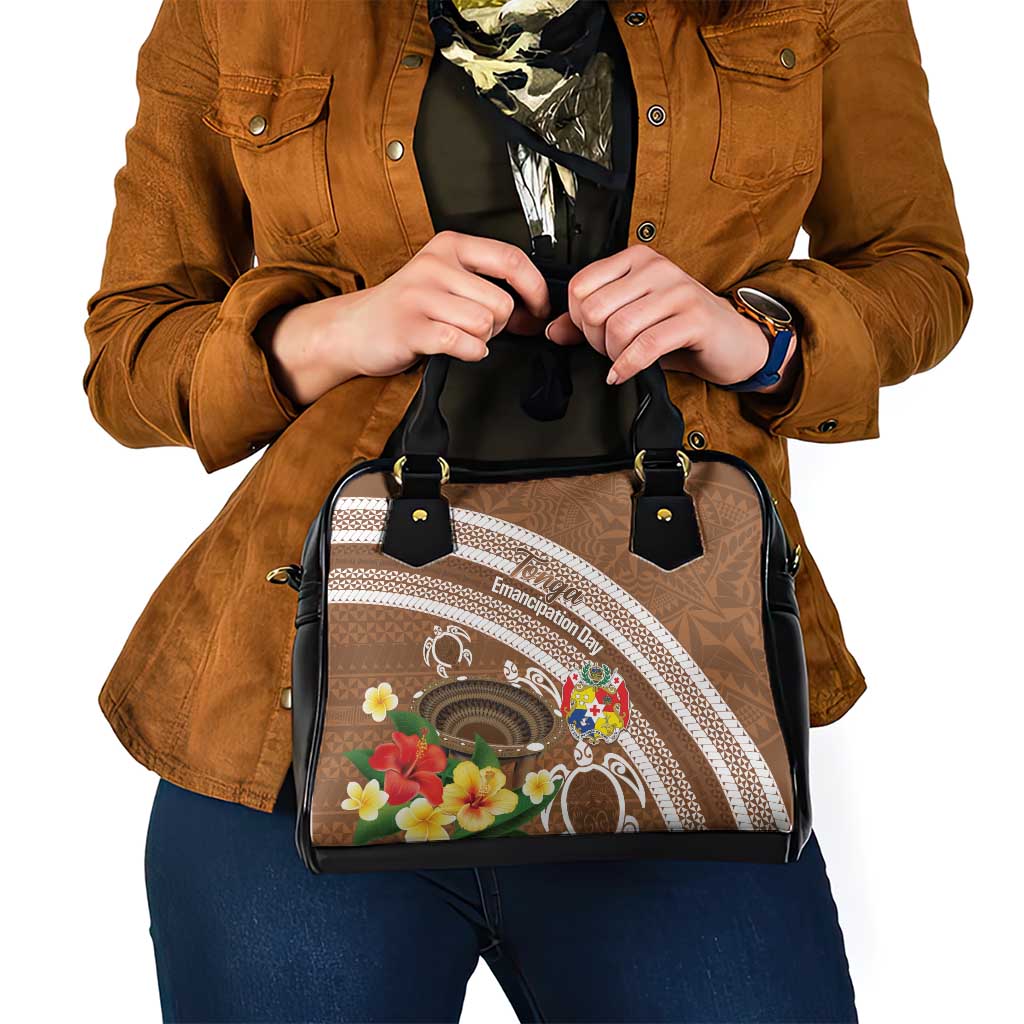 Kingdom Of Tonga Emancipation Day Shoulder Handbag Tongan Ngatu With Kumete Brown