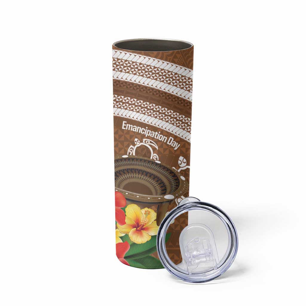 Kingdom Of Tonga Emancipation Day Skinny Tumbler Tongan Ngatu With Kumete Brown