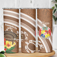 Kingdom Of Tonga Emancipation Day Skinny Tumbler Tongan Ngatu With Kumete Brown