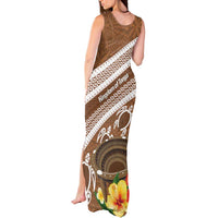Kingdom Of Tonga Emancipation Day Tank Maxi Dress Tongan Ngatu With Kumete Brown