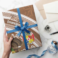 Kingdom Of Tonga Emancipation Day Wrapping Paper Tongan Ngatu With Kumete Brown - Polynesian Pride