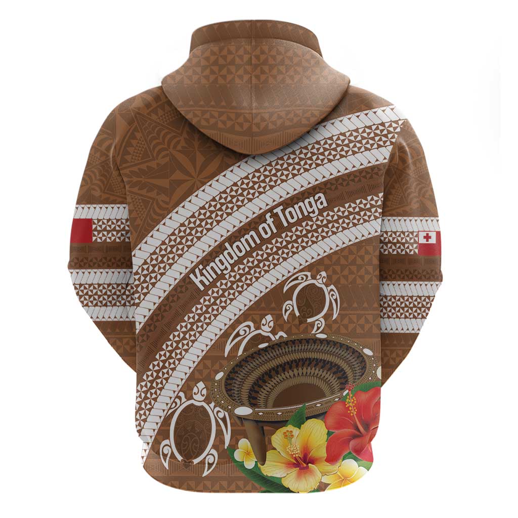 Kingdom Of Tonga Emancipation Day Zip Hoodie Tongan Ngatu With Kumete Brown