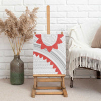 Tonga White Sunday Canvas Wall Art Heilala Flowers Tongan Ngatu Pattern