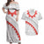 Tonga White Sunday Couples Matching Off Shoulder Maxi Dress and Hawaiian Shirt Heilala Flowers Tongan Ngatu Pattern