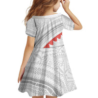 Tonga White Sunday Family Matching Off Shoulder Short Dress and Hawaiian Shirt Heilala Flowers Tongan Ngatu Pattern