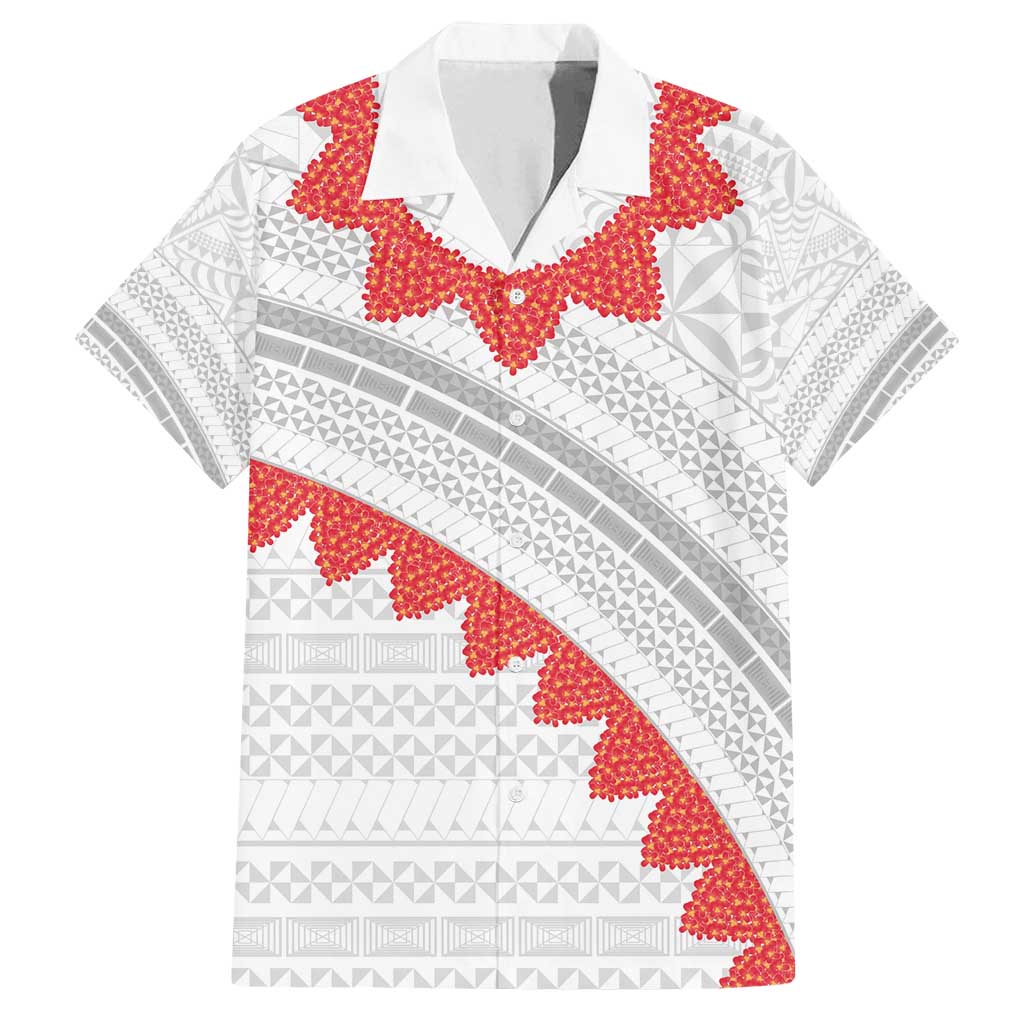 Tonga White Sunday Family Matching Summer Maxi Dress and Hawaiian Shirt Heilala Flowers Tongan Ngatu Pattern